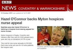Hazel O'Connor backs Myton Hospices Nurse Appeal