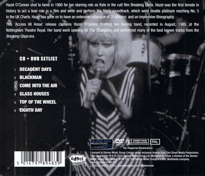 Hazel O'Connor - Access All Areas - Back Cover