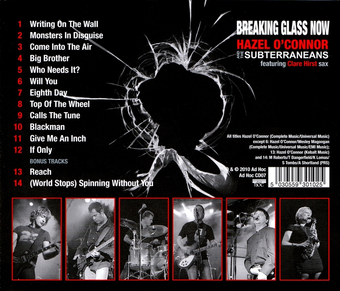 Hazel O'Connor - Breaking Glass Now - Back Cover