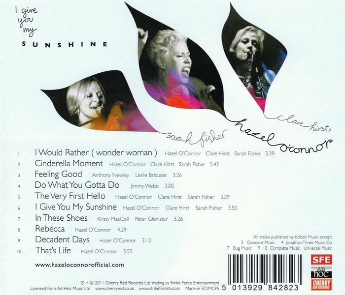 Hazel O'Connor - I Give You My Sunshine - Back Cover